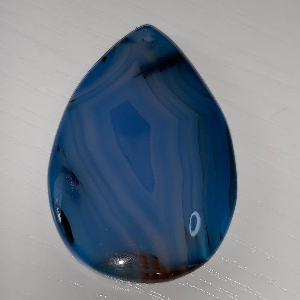 Teardrop Blue Banded Agate Cabochon Focal Pendant.